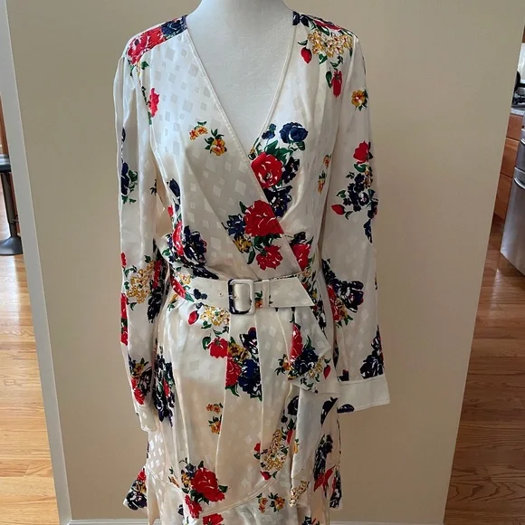 Tea Rose Ruffle Silk Belted Wrap Dress from TORY BURCH - Picture 12 of 16